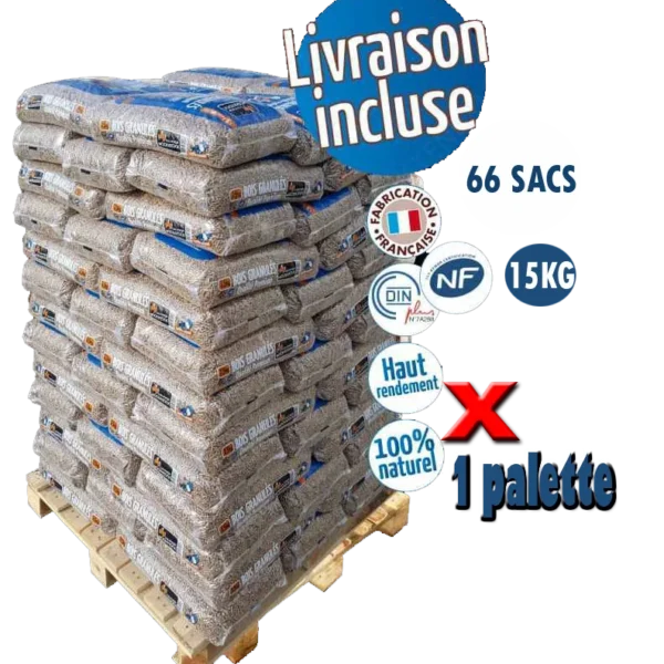 Granulé de Bois Premium Woodstock, Palette de 66 Sacs de 15 kg
